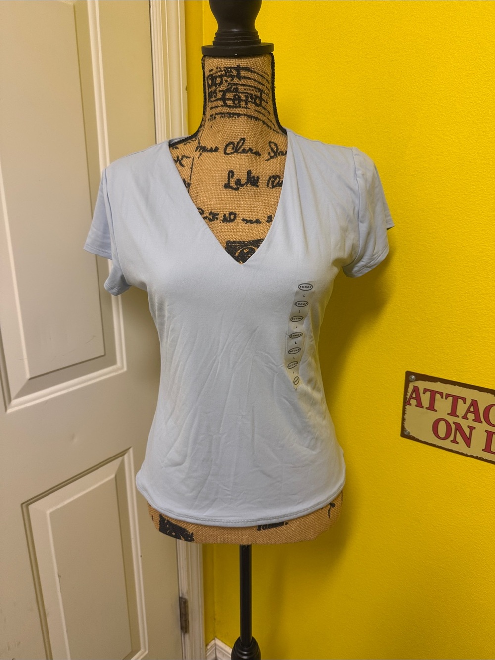Light Blue V-Neck Short Sleeve Tee